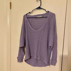 We The Free Purple Sweater Women’s Size Medium Frayed Pullover Dolman Sleeves